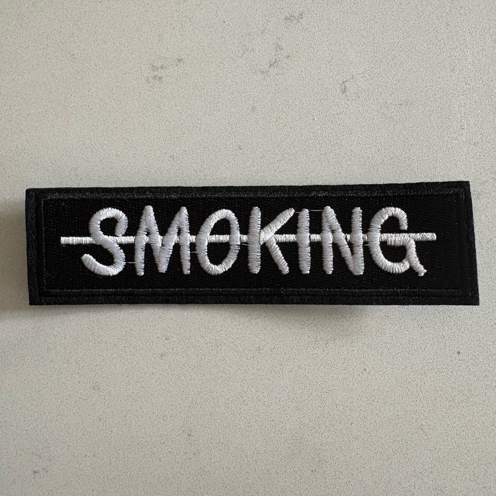 Smoking Slash Black and White Embroidered Patch